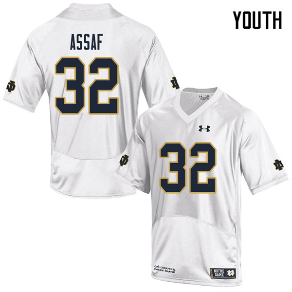 Youth #32 Mick Assaf Notre Dame Fighting Irish College Football Jerseys Sale-White